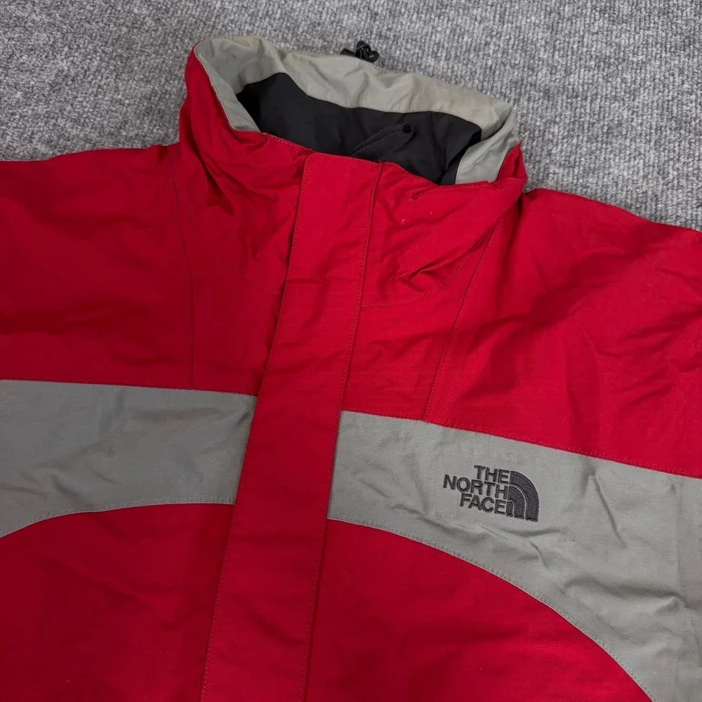 Vintage The North Face Hyvent Rain Jacket Men Large Red Gray Waterproof Shell